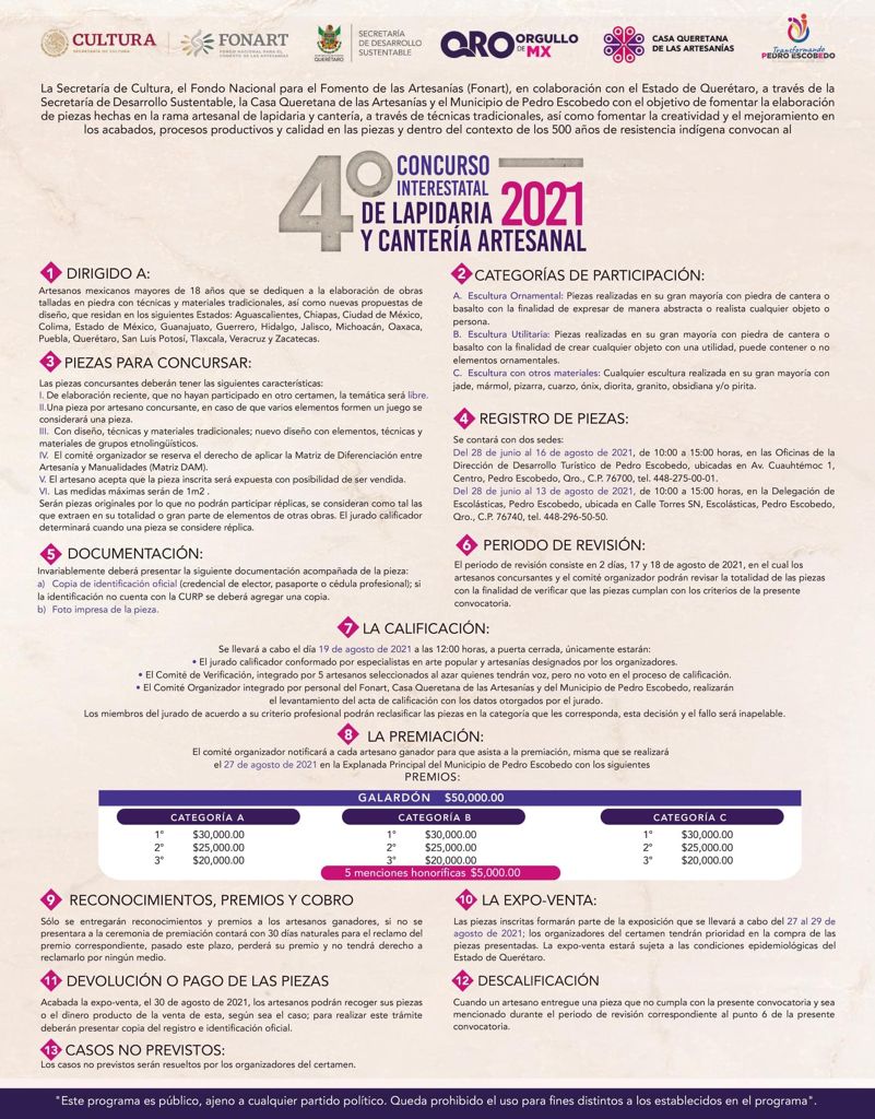 4º CONCURSO INTERESTATAL DE LAPIDARIA Y CANTERA ARTESANAL 2021