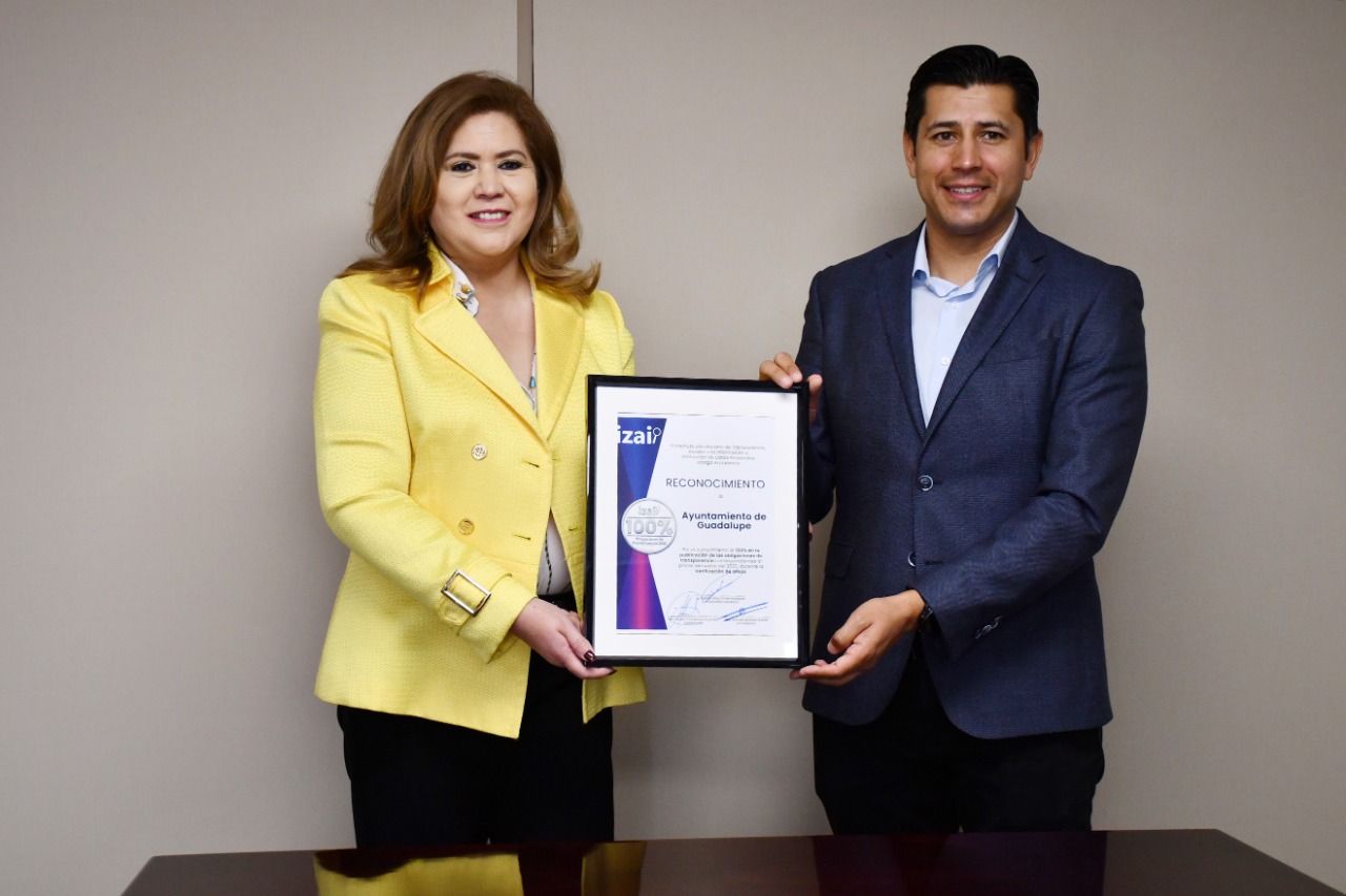Reconoce IZAI al Ayuntamiento de Guadalupe por cumplir al 100% con la transparencia
