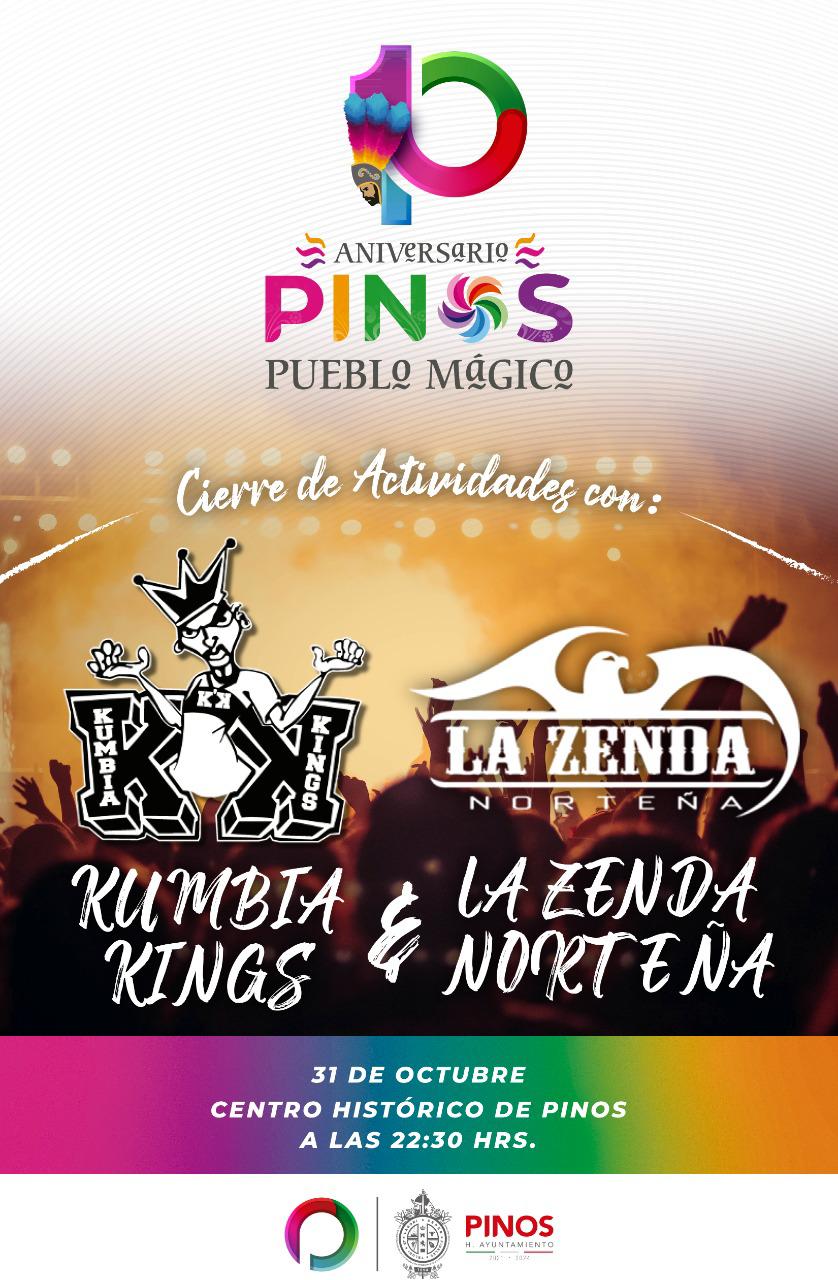 KUMBIA KINGS Y LA ZENDA NORTEÑA VISITRÁN PINOS, ZACATECAS.