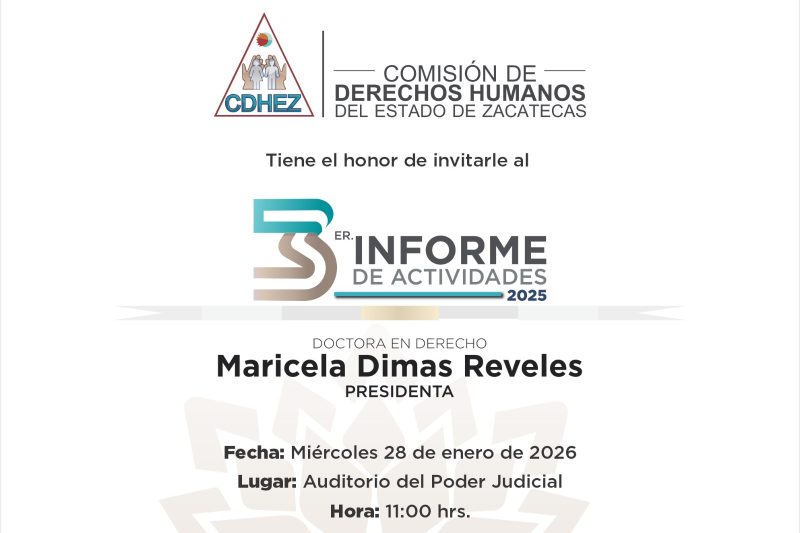 PRESENTA MARICELA DIMAS INFORME DE LA COMISIÓN DE DERECHOS HUMANOS DEL ESTADO DE ZACATECAS