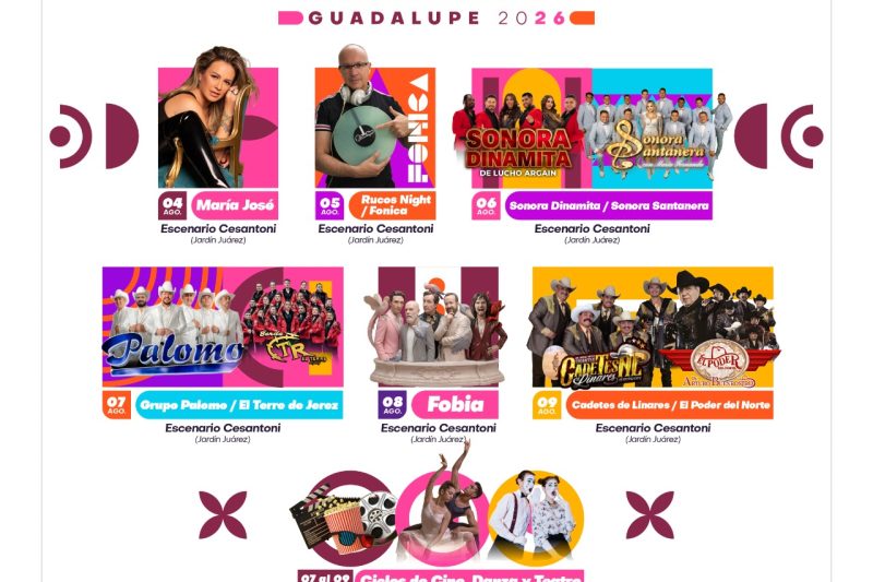 CONCIERTOS ESPECTACULARES EN EL FESTIVAL CULTURAL Y ARTÍSTICO 2026 DE GUADALUPE