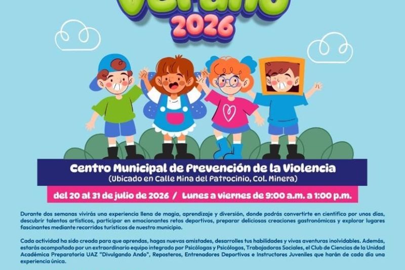 INVITA DIF MUNICIPAL DE ZACATECAS A NIÑOS Y NIÑAS A DISFERUTAR EL CURSO DE VERANO 2026