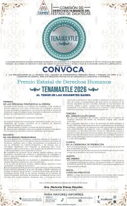 CONVOCA LA COMISIÓN DE DERECHOS HUMANOS AL PREMIO TENAMAXTLE 2026
